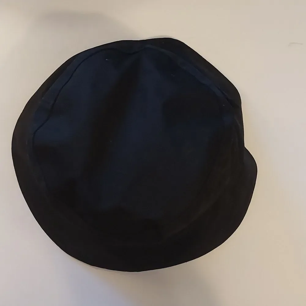 Black Cloche Bucket Hat with Tortoiseshell Buckle Women's Packable Hat